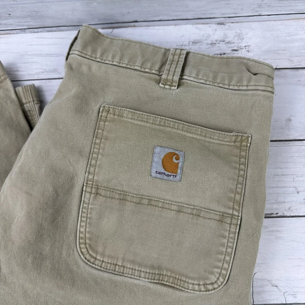 Carhartt Tan Relaxed Fit Pants Mens 40x30 rugged‎ canvas work utility (37x27)